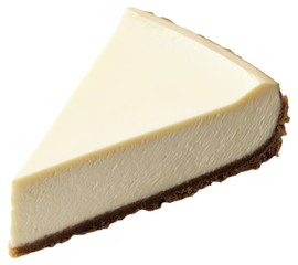 PNG Slice of plain cheesecake on white background