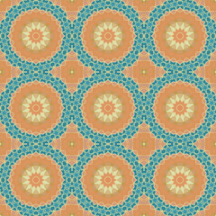 Patrón sin costuras diseño vitral colores. Efecto Caleidoscopio. Textura. Fondo. Estampa. Ilustración Original