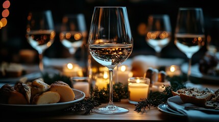 An elegant formal dinner event with guests seated, complemented by a softly blurred background to accentuate the sophisticated ambiance.