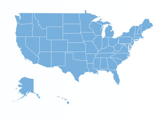 Outline Map of USA with states borders