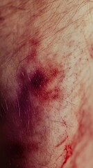 Fototapeta premium Close-up of a bleeding wound on human skin.