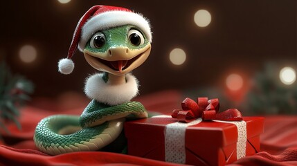 Cute snake with gift box