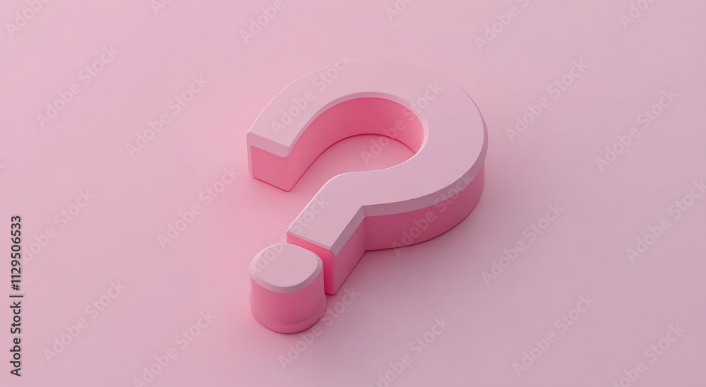 Poster soft pink question mark stands out against a muted background in a creative design concept