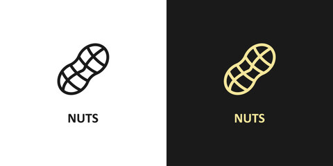 Nuts icons line outline vector illustration set. Shapes and cross-sections