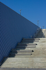 Obraz premium Concrete steps to the roof of the Maritime Museum. Kronstadt