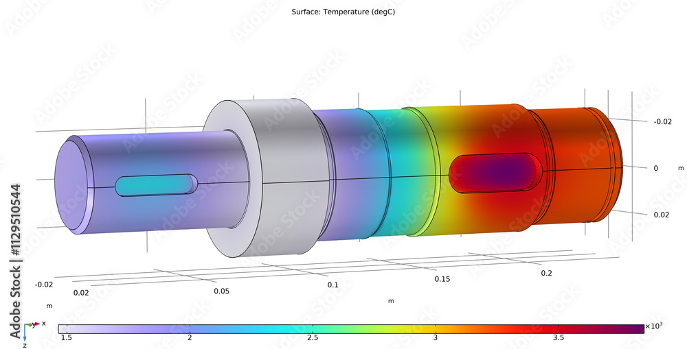 Wall mural 3d modeling of steel worm shaft of electrical reducer using computer aided design system. drawing of