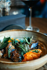 hot food in a plate on the table