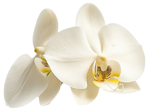 Fototapeta Close-up of white orchid flowers with yellow centers