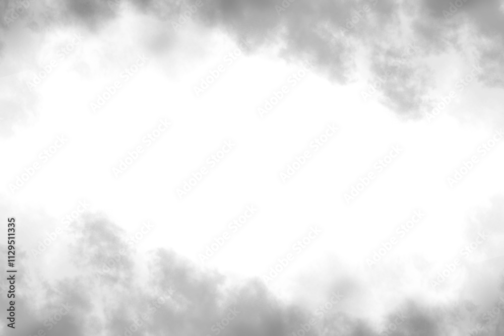 Wall mural dark smoke or fog frame design isolated on transparent background. black smoke border with empty spa