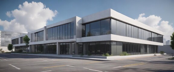 Fototapeta premium Minimalist office building design with clean lines and geometry, clean lines, office