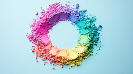 Rainbow Powder Pigment Circle  Colorful Makeup  Cosmetic Texture  Pastel Shades  Beauty Pr