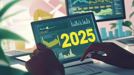 2025 Financial Market Trends  Data Analysis on Tablet