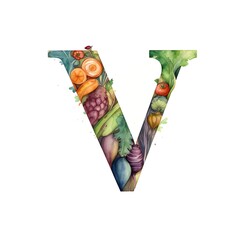 Vibrant v comprising fresh vegetables and fruits promoting vegan lifestyle