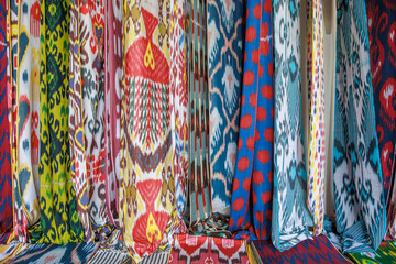 Close view of colorful silk.