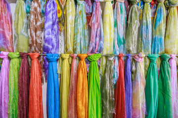 Close view of colorful silk.