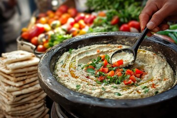 Vibrant Street Market Baba Ganoush