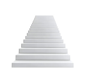 White staircase with evenly spaced steps, isolated on white.