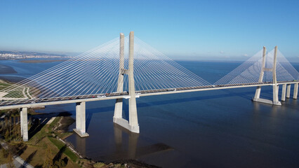 ponte vasco da gama, lisboa, portugal, imagens aéreas