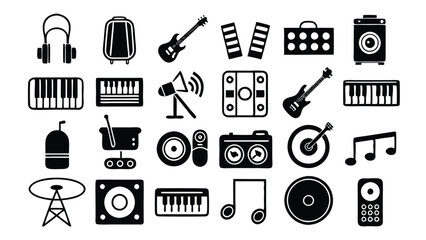 Music & Entertainment related icon editable stroke outline  set of different types small icons isolated on white background flat vector illustration