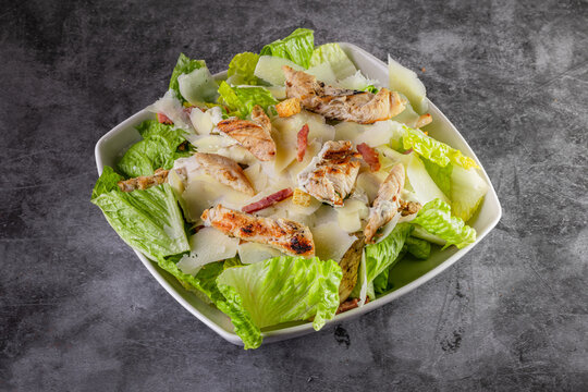 Fresh Caesar Salad with Grilled Chicken and Parmesan Cheese