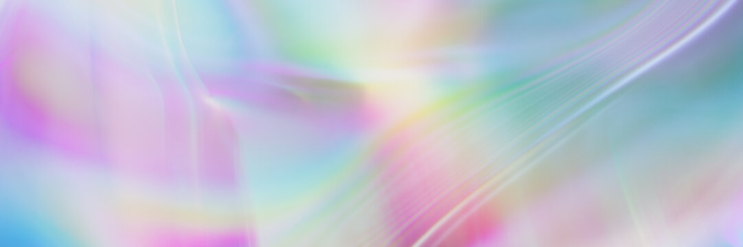 Ethereal 3D Neon Light Refractions on Pastel Background
