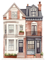 Fototapeta premium PNG English rowhouse architecture illustration urban.