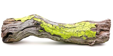 Large piece of wood with green moss on it