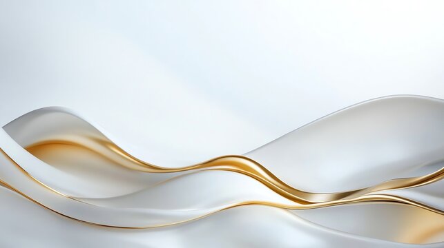Abstract gold and white flowing curves on a smooth background, creating a modern, elegant design.