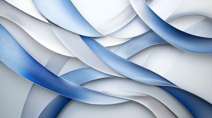 Abstract blue and white curved layers creating modern fluid pattern, digital art.