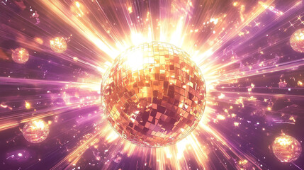 Sparkling Disco Ball  Glowing Lights  Party  Celebration  Festive Background