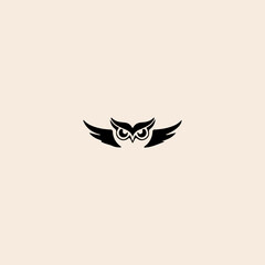 Simple owl logo flat vector design.