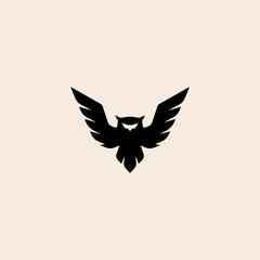 Simple owl logo flat vector design. 