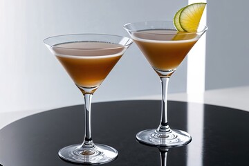 Elegant Manhattan Cocktail on a Polished White Background