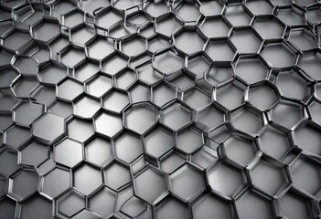 Silver steel mesh background with hexagonal honeycomb pattern, consistency, metallic, futuristic