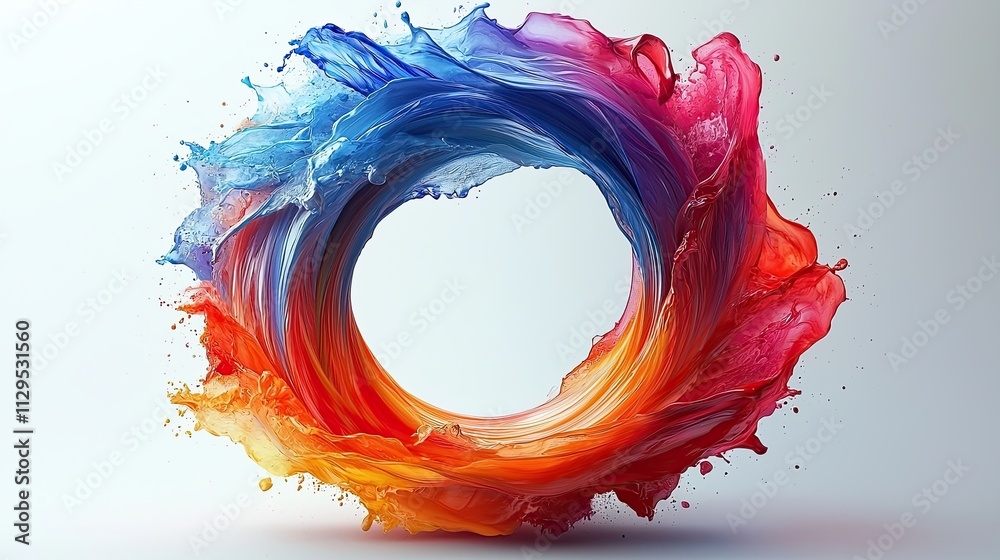 Poster vibrant swirl of colors creating a dynamic circular motion effect in abstract design