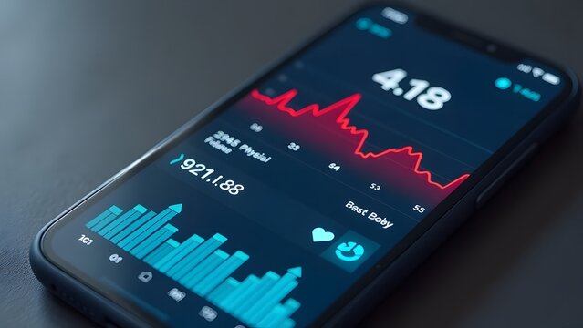 Mobile fitness app displaying heart rate and calorie data for health and activity tracking
