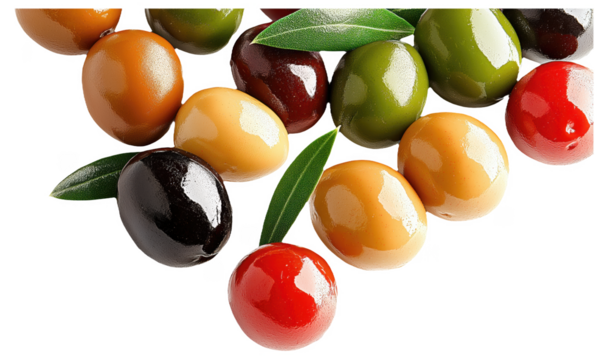 PNG Assorted olives with leaves