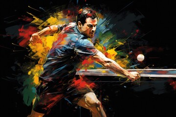 table tennis, ping pong, table tennis, player, athlete, game, man playing table tennis. illustration. tennis day