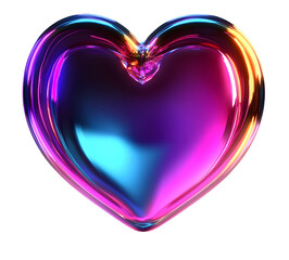 PNG 3D render of neon heart icon night illuminated futuristic.