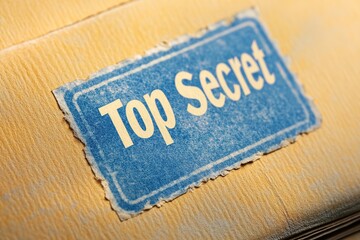 Yellow file with secret documents and Top Secret stamp