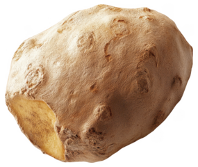 Close-up of an unpeeled potato on a white background