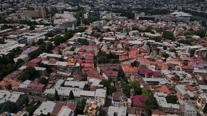 Aerial View of Old Tbilisi: Roofs and Alleys of the Historic District