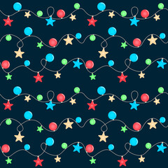 Christmas seamless pattern with garland for background new year