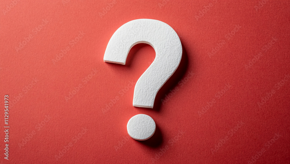 Aufkleber textured white question mark against a vibrant red background creates an eye-catching visual element