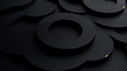 Close-up of a group of black circles arranged in a circular pattern. the circles are of different sizes and shapes, with some overlapping each other.