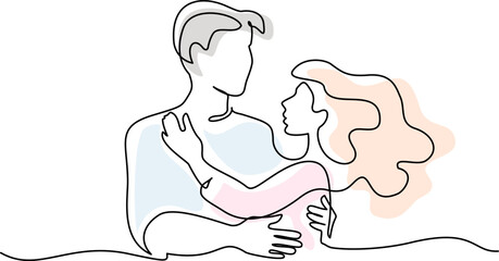 Valentines day romantic design. Woman and man hugs. Love of young couple,