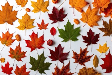 Obraz premium Magical Autumn Leaf Collection on White Background