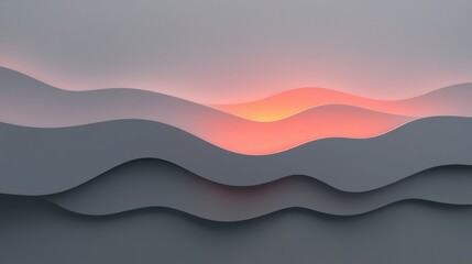 Abstract digital art piece with a gradient background. the background is a gradient of grey and pink colors, with the top half being a light pink and the bottom half a darker grey.