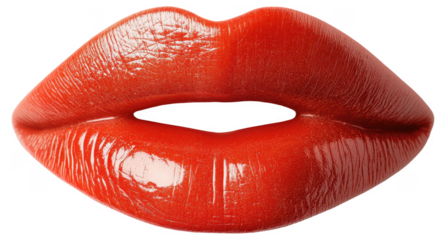 PNG Red lips with glossy lipstick