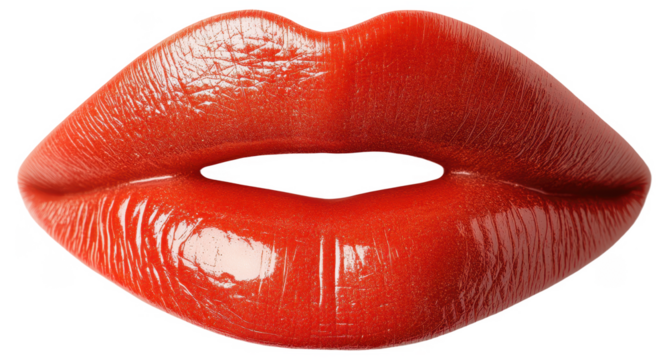 PNG Red lips with glossy lipstick